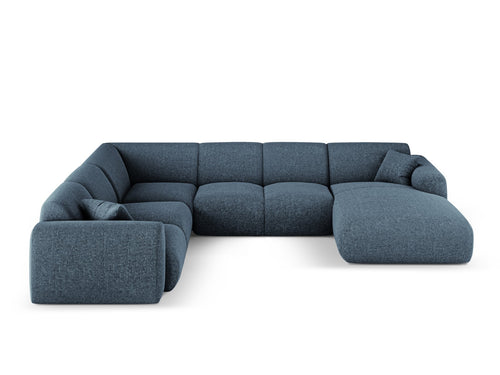 Cosmopolitan Design Panoramische hoekbank links Nolio 6-zits, chenille koningsblauw - 252x342x72cm