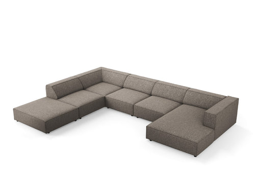 Cosmopolitan Design Panoramische hoekbank links Arendal 7-zits, chenille, grijs - 262x364x70cm