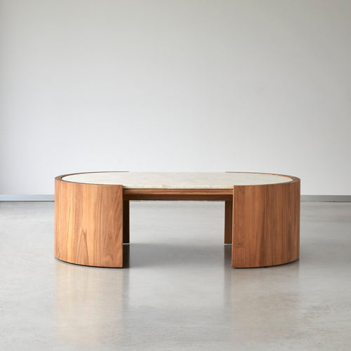 Tikamoon Salontafel in massief teak en marmer - Naturel - vtwonen shop