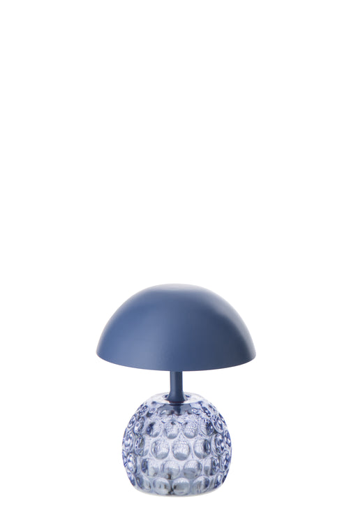 J-Line lamp Champignon - ijzer/glas - blauw - LED lichtjes