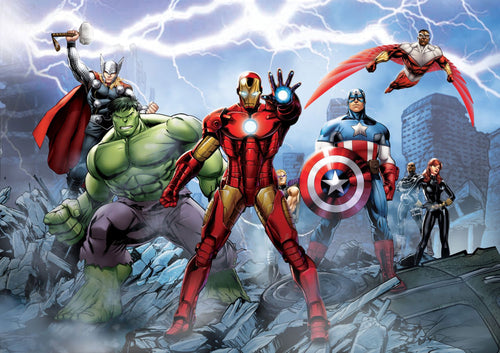 Sanders & Sanders fotobehang The Avengers blauw, rood en groen - 360 x 254 cm - 600959