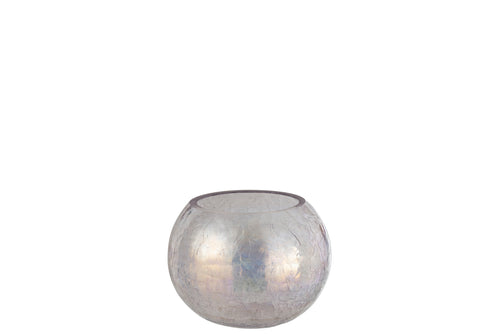 J-Line windlicht Bol Craquelé Parel Effect - glas - paars - medium