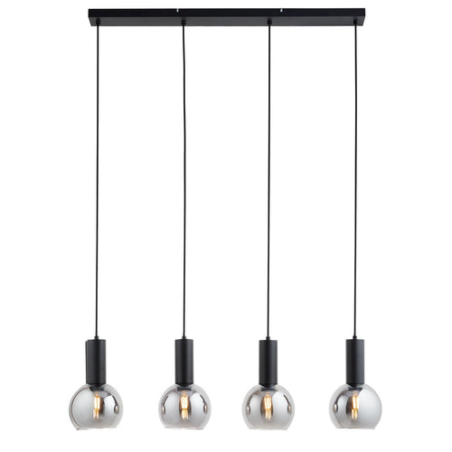 Lighto | Art deco hanglamp zwart met smoke glas 4-lichts | Juna - vtwonen shop