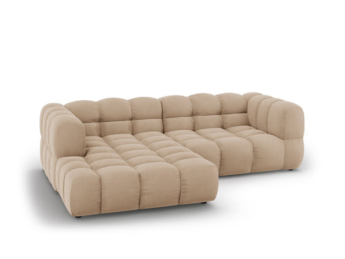Cosmopolitan Design Modulaire hoekbank links Sky 3-zits, flueel, zand - 162x244x70cm