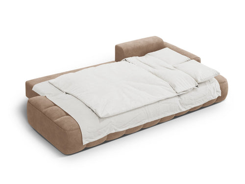 Cosmopolitan Design Converteerbare hoekbank rechts met opbergdoos Linz 3-zits, flueel donkerbeige - 142x275x84cm