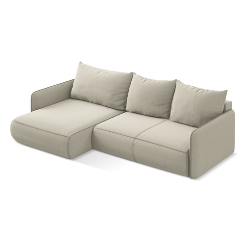 LaMiaSofa hoekbank links Palermo - velours - parel - 240x148x86