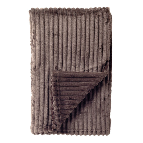 MARTHY - plaid 140x180 cm - ribfluweel - gerecycled - Driftwood - taupe