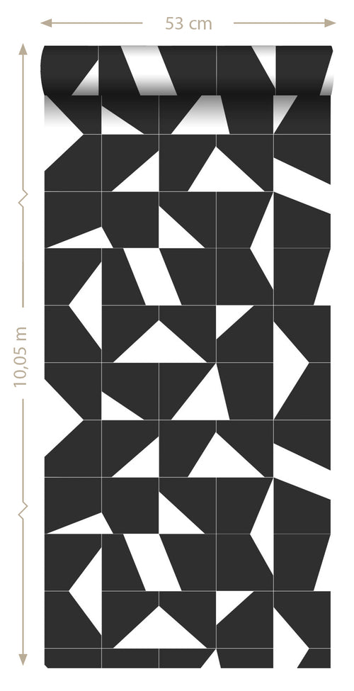 ESTAhome behang tegelmotief zwart wit - 0,53 x 10,05 m - 139087 - vtwonen shop