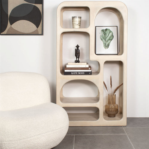 Giga Meubel Vakkenkast Yuki - Mangohout - Beige - 90x34x161cm - vtwonen shop