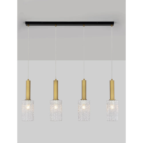 Nova Luce CERTA Hanglamp voor aan het plafond, transparant, gestructureerd, goudkleurig, E27, 4x12W
