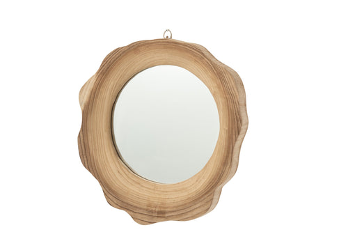 J-Line wandspiegel Geribbeld - hout - naturel - small
