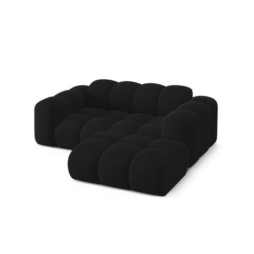 Cosmopolitan Design - Rechter hoekbank Treno 2-zits, flueel zwart - 164x180x70cm