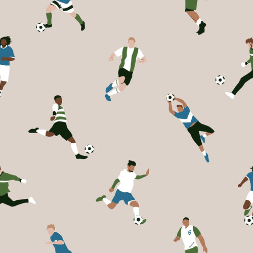 ESTAhome behang voetbalspelers beige en groen - 50 x 900 cm - 131557 - vtwonen shop