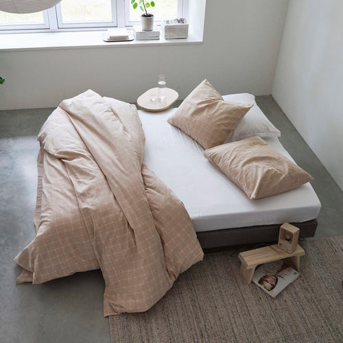 Cinderella - Dekbedovertrek Carre Flanel - 200x220 cm - Naturel