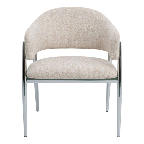 DÉJA Living Eetkamerstoel Dénia - Beige/Chrome Stof - Set van 2 - vtwonen shop