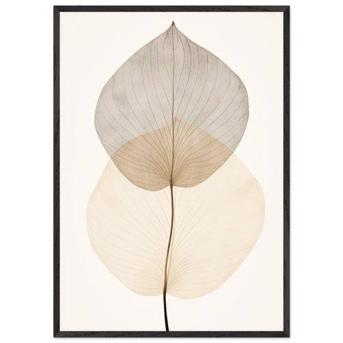 Artfulprints Poster met Lijst Japandi leaf   - 70x100 cm - Taupe