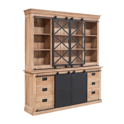 Starfurn Vitrinekast Fresno - Naturel Hout - 200x45x220cm