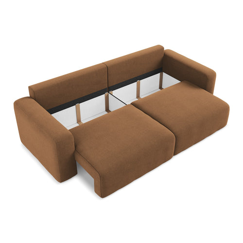 LaMiaSofa 3-zits slaapbank Ostia - textuurstof - terracotta - 244x102x79