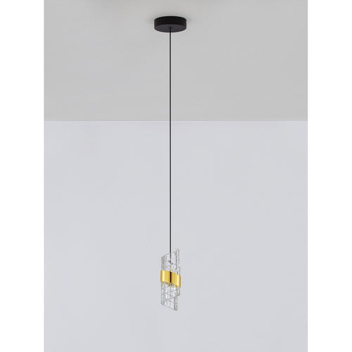Nova Luce SENECA Slanke hanglamp voor plafond, platina goud, zandzwart, LED, 8W, 636lm, 3000K