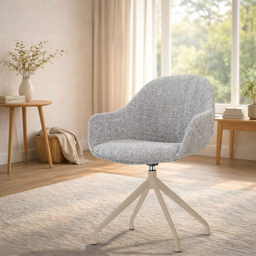Nolon Nola-Isa draaibare eetkamerstoel grijs blend - beige onderstel