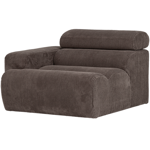 WOOOD 1-zits element bank arm rechts Novi - Ribstof - Grijsbruin - 86x109x113 - vtwonen shop