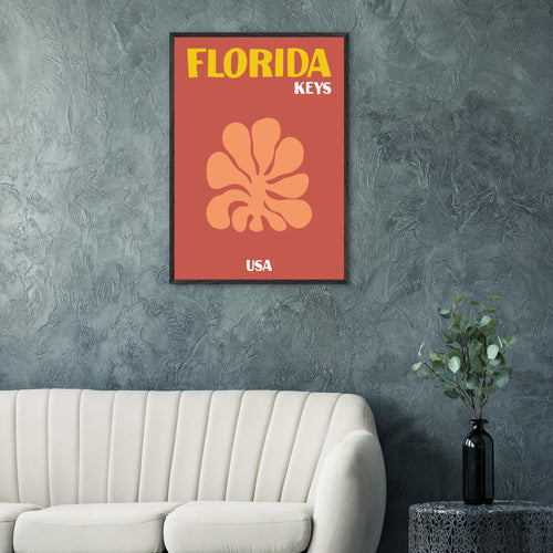 Artfulprints Poster met Lijst USA - Florida Keys   - 30x40 cm - Terracotta