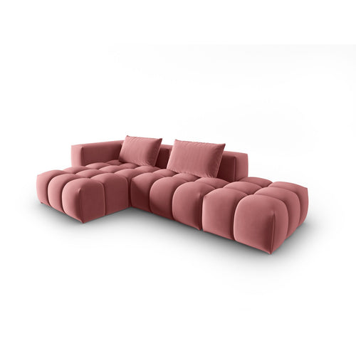 Cosmopolitan Design - Modulaire hoekbank links Verona 4-zits, flueel flamingo - 145x265x70cm