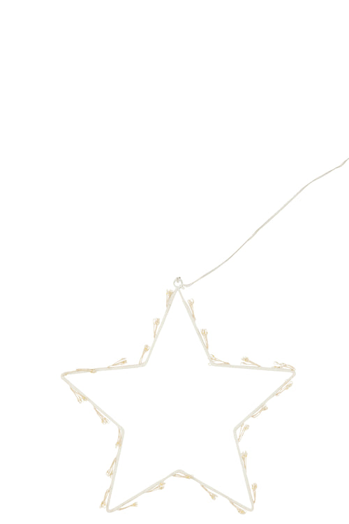 J-Line decoratie Ster - metaal - wit - small - LED lichtjes - vtwonen shop