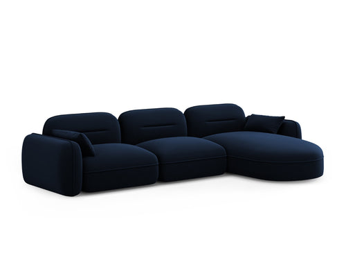 Cosmopolitan Design Modulaire hoekbank rechts Sydney 4-zits, flueel, koningsblauw - 165x320x70cm