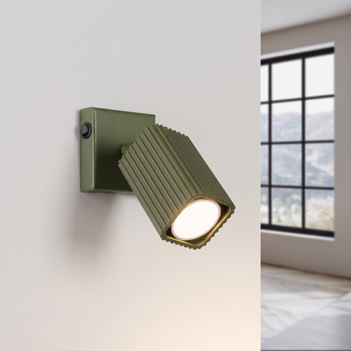 Sollux Lighting Wandlamp RAYO olijfgroen met schakelaar - 8x16x16cm