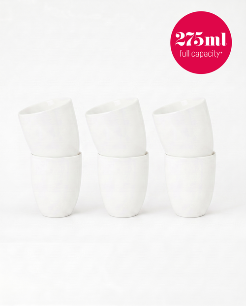 vtwonen - Basic - mokken zonder oor set van 6 - porselein - wit - 275 ml