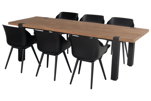 Hartman Dining Tuinset Esmee - Naturel/Zwart Teakhout - 200x100x77cm
