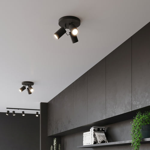 Sollux Lighting Plafondlamp RING 3P zwart - 20x20x18cm