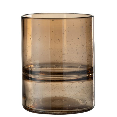 J-Line vaas Cilinder Ribbel - glas - amber - Ø 16 cm - vtwonen shop