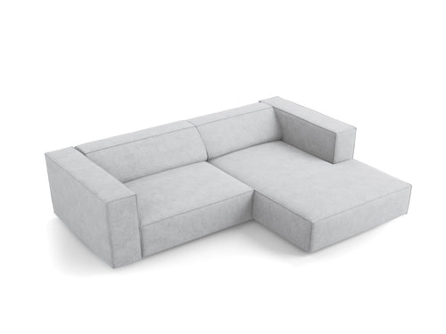 Cosmopolitan Design rechter hoekbank Arendal 3-zits, chenille met ribbeleffect, lichtgrijs - 166x224x70cm