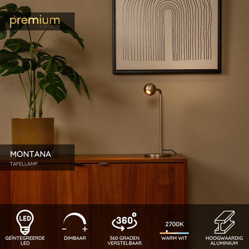 Lucide tafellamp MONTANA - Geïntegreerde LED - Grijs ijzer