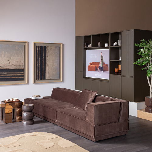 WOOOD smalle opbergkast Meggy - Grenen hout - Middenbruin - 215x55x40