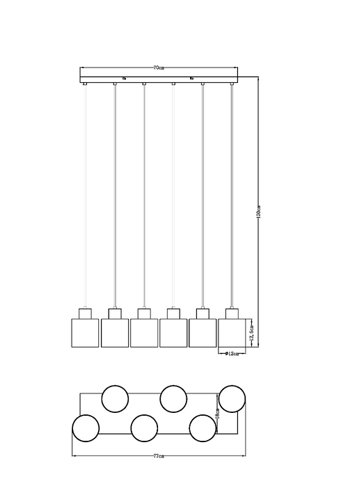 Lighto | Design hanglamp zwart met smoke glas 6-lichts | Nala