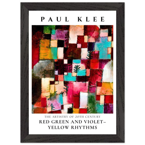 Artfulprints Poster met Lijst Paul Klee - Red green and violet-yellow rhythms   - A4 21x29.7 cm - Meerkleurig
