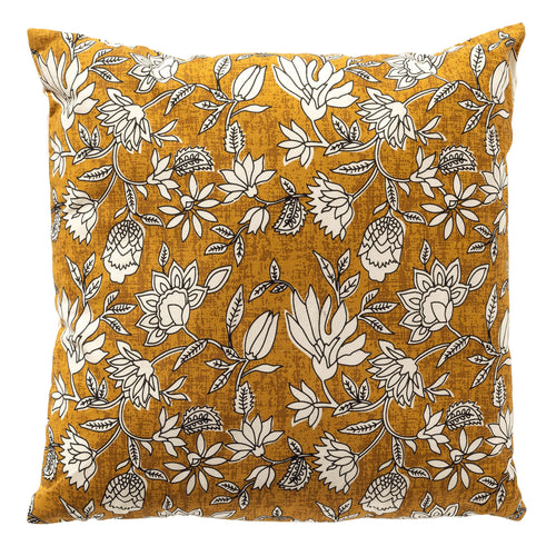 JUDITH - kussenhoes 45x45 cm - bloemenmotief - 100% katoen - Chai Tea - geel