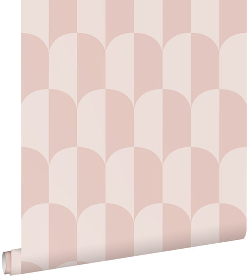 ESTAhome behang art deco bogen zacht roze en licht roze - 53 cm x 10.05 m - 139986 - vtwonen shop