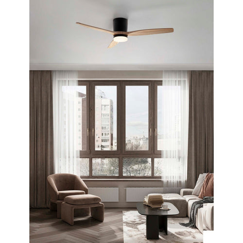 Nova Luce ALOA Plafondventilator Sandy Black, naturel hout, LED 18W 1170lm 3000-4000-6500K kleurtemperatuur, afstandsbediening