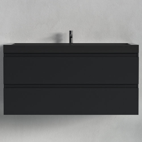 LOMAZOO badkamermeubel Monaco - zwevend - zwart - mat zwart - 100 cm