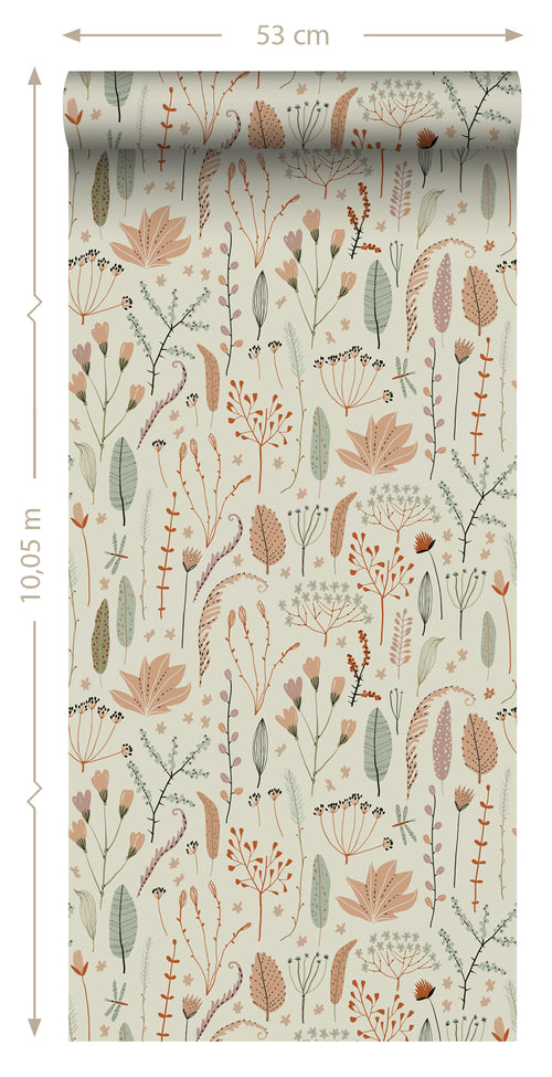 ESTAhome behang veldbloemen vergrijsd blauw - 50 x 900 cm - 131164 - vtwonen shop