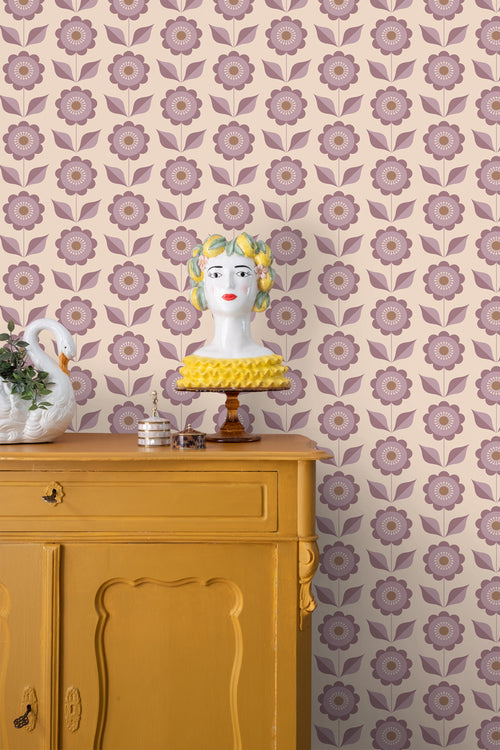 ESTAhome behang bloemen paars - 50 x 900 cm - 130980 - vtwonen shop