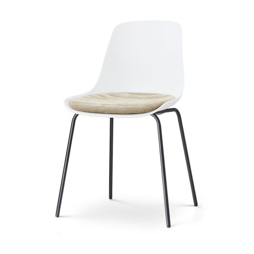 Nolon Nora-Liv eetkamerstoel wit met nougatbruin zitkussen - zwart onderstel