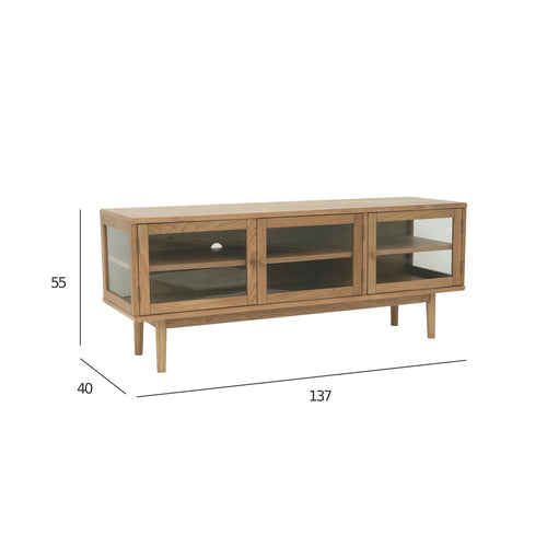 Furnhouse tv-meubel Svendborg - Natuurlijk eikenhout - MDF, Eikenfineer - 40x137x55