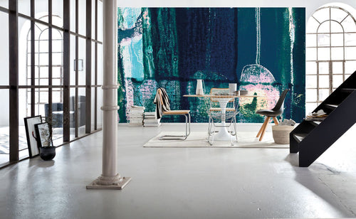 Sanders & Sanders fotobehang kunst blauw, groen en roze - 500 x 280 cm - 612374