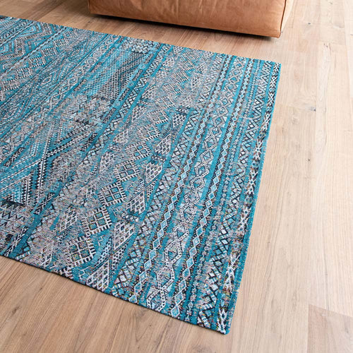 Louis De Poortere binnen & buiten machinewasbaar vloerkleed Antiquarian Kilim van 40% gerecycled PET - blauw - 140x200cm