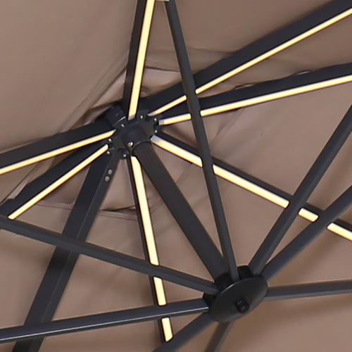 Garden Impressions Hawaii Lumen parasolset 300x300 LED verlichting taupe